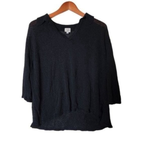 Margaret O'Leary Pullover Sweater Black Collar Viscose Knit Tunic size 2 - Picture 4 of 10